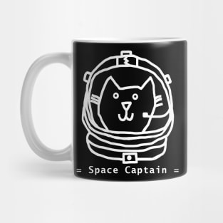 White Line Space Captain Yellow Cat Portrait Mug